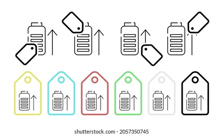Icono del vector de carga de la batería en la ilustración del conjunto de etiquetas para ui y ux, sitio web o aplicación móvil