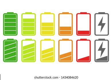 Battery charge vector icons set.