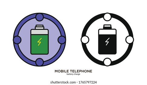 Vektorgrafik-Rahmenfarbe mit Batterieladung und gefülltes Design