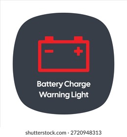 Battery Charge Warning Icon – Red Battery Symbol with Terminals – High Quality Vectorial Stock Image