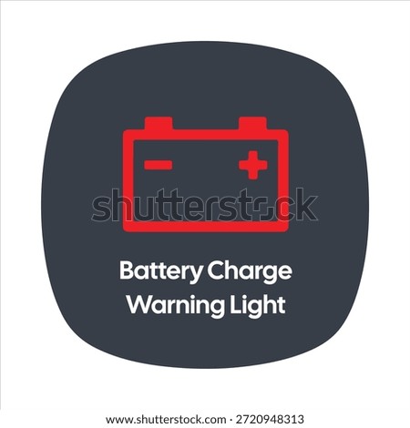 Battery Charge Warning Icon – Red Battery Symbol with Terminals – High Quality Vectorial Stock Image