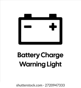 Battery Charge Warning Light Icon – Black Battery Symbol with Terminals – High Quality Vectorial Stock Image