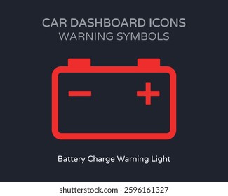 Battery Charge Warning Symbol Car Dashboard - High Quality Vectorial Graphic