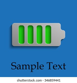 Battery charged on a blue background