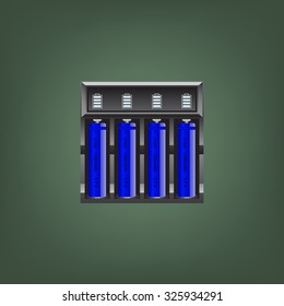 battery charger with batteries. icon. vector design