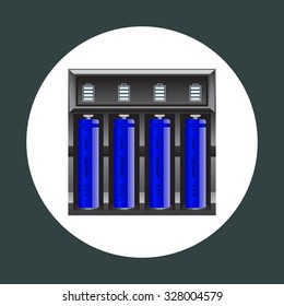 battery charger with batteries. icon. vector design