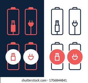 cargador de batería por icono de vector eléctrico en fondo blanco