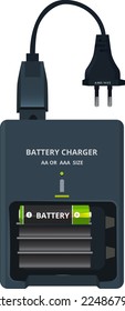 Battery charger. Cartoon electric device for power accumulators