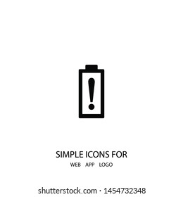 A battery charger with exclamation mark vector icon. A sign of charger and a battery . A charger symbol