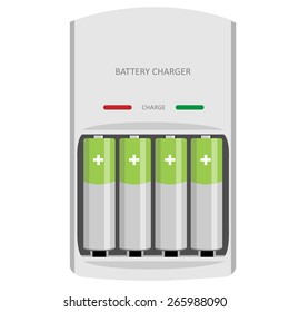 Battery charger with finger batteries and indicators low, high vector isolated