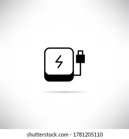 battery charger icon with drop shadow vector illustration
