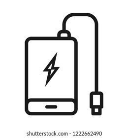 Battery Charger Icon. Line vector. Isolate on white background. 