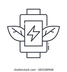 Battery charger icon. Linear isolated illustration, thin line vector. Web design outline sign concept symbol with editable stroke on white background.