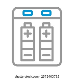 Battery charger with two batteries. Concept of energy, power, and sustainability.