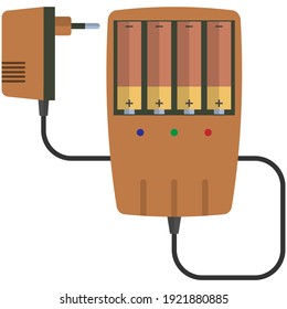 Icono vectorial del cargador de batería. Equipo de alimentación portátil para el acumulador de dedo alcalino recargable aislado en fondo blanco