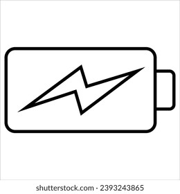 battery charging , Alert, risk sign line icon