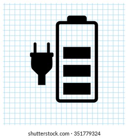 Battery is charging - black vector icon