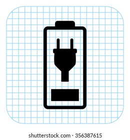 Battery is charging - black  vector icon