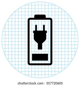 Battery is charging  - black vector icon