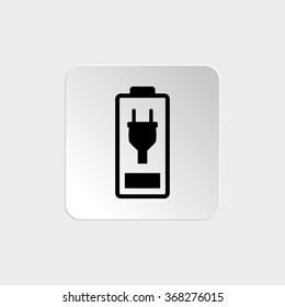Battery is charging -  black vector icon