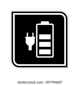 Battery is charging  - black vector icon