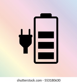 Battery is charging  - black vector icon