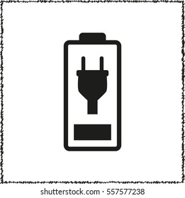 Battery is charging  - black vector icon