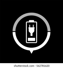 Battery is charging  - black vector icon