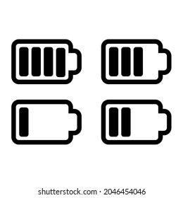 Battery Charging Charge Indicator. Vector Icon Level Battery Energy Powerfully Full. Power Running Low Up Status Batteries Set Logo Charge Level Empty Loading Bar.