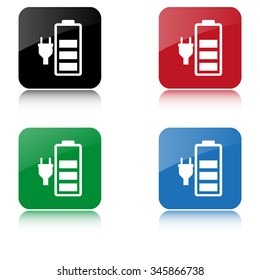 Battery is charging  - color vector icon  with shadow