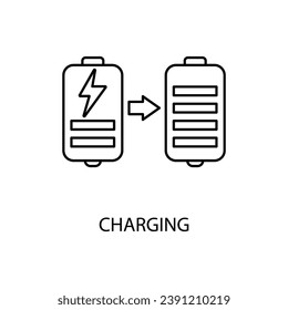 Symbol für die Akkuaufladung. Einfache Elementgrafik.Konzept für das Batterieladen umrissen Symboldesign.