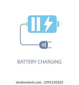 Battery charging concept line icon. Simple element illustration. Battery charging concept outline symbol design.