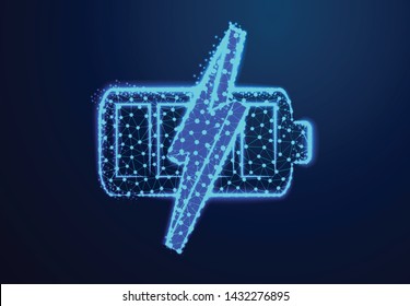 battery charging. Connection and disconnection concept. lines, triangles and particle style design. Illustration vector
