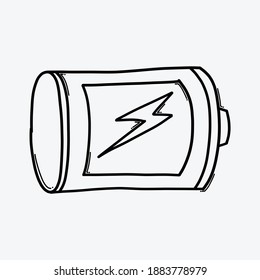 Battery charging doodle vector icon. Drawing sketch illustration hand drawn line.