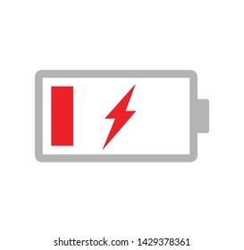 Battery charging flat icon. charge symbol. Simple, flat design for web or mobile app. Status. Battery icon. Electric battery vector