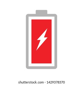 Battery charging flat icon. charge symbol. Simple, flat design for web or mobile app. Status. Battery icon. Electric battery vector