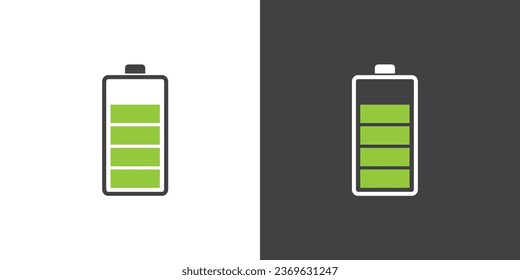 Icono plano de carga de la batería en símbolo de color verde para aplicaciones y sitio web, Ilustración vectorial del símbolo de carga de la batería. Icono de la batería en estilo plano.