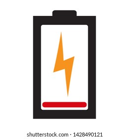 Battery charging flat icon. Battery level indicator logo design. Battery charging icon design. Electric battery. Vector illustration.