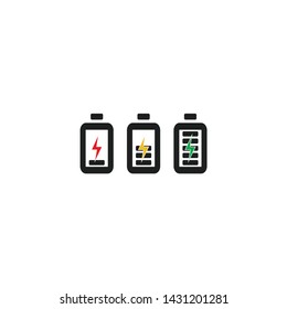 Battery charging flat icon. Battery level indicator. Status. Battery icon. Electric battery vector