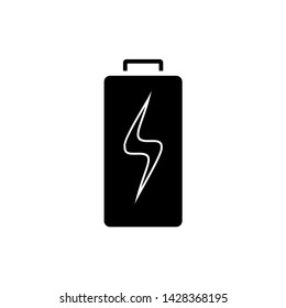 Battery charging flat web icon. Vector illustration.