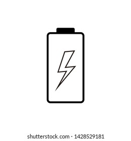 Battery charging flat web icon. Vector illustration.