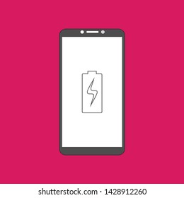 Battery charging flat web icon. Vector illustration