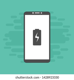 Battery charging flat web icon. Vector illustration