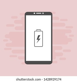 Battery charging flat web icon. Vector illustration