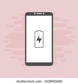Battery charging flat web icon. Vector illustration