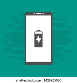 Battery charging flat web icon. Vector illustration