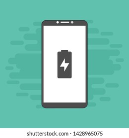 Battery charging flat web icon. Vector illustration