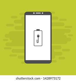 Battery charging flat web icon. Vector illustration