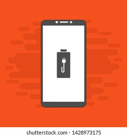 Battery charging flat web icon. Vector illustration