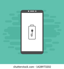 Battery charging flat web icon. Vector illustration